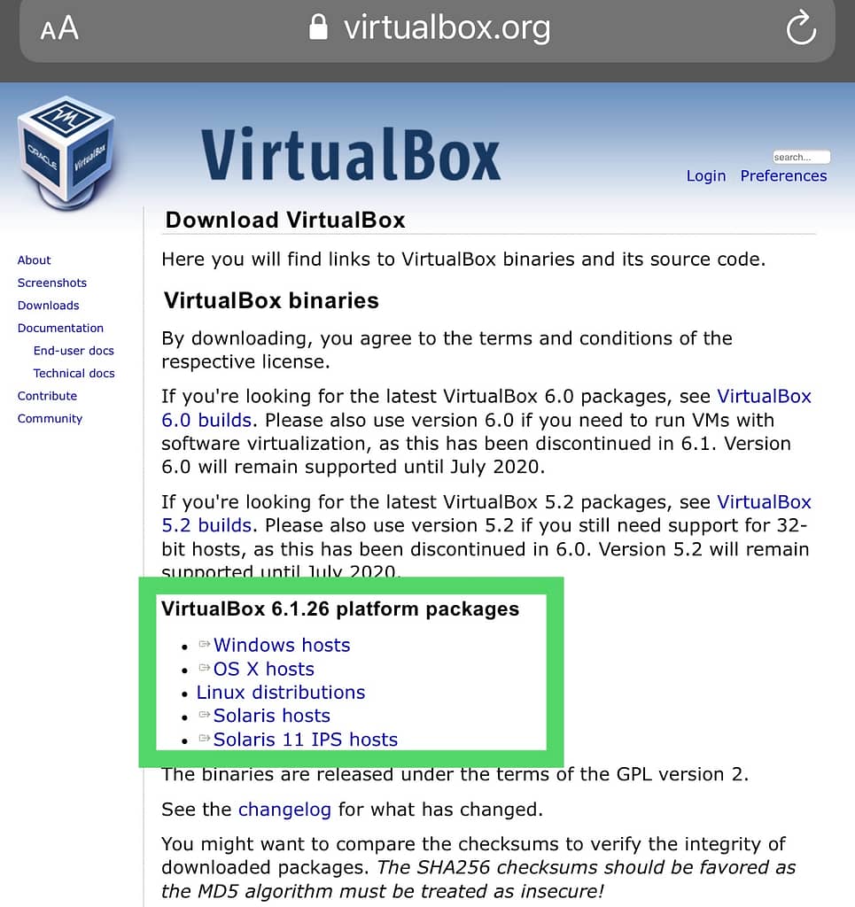 Download and install VirtualBox On windows 11 Pc
