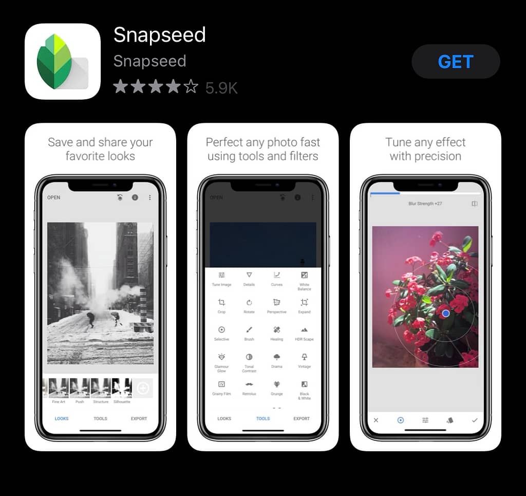 best apps for YouTubers android, Snapseed