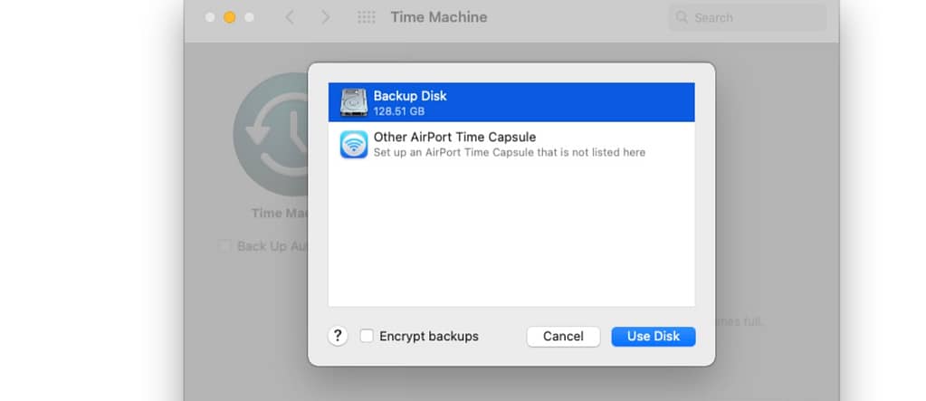 use disk to backup