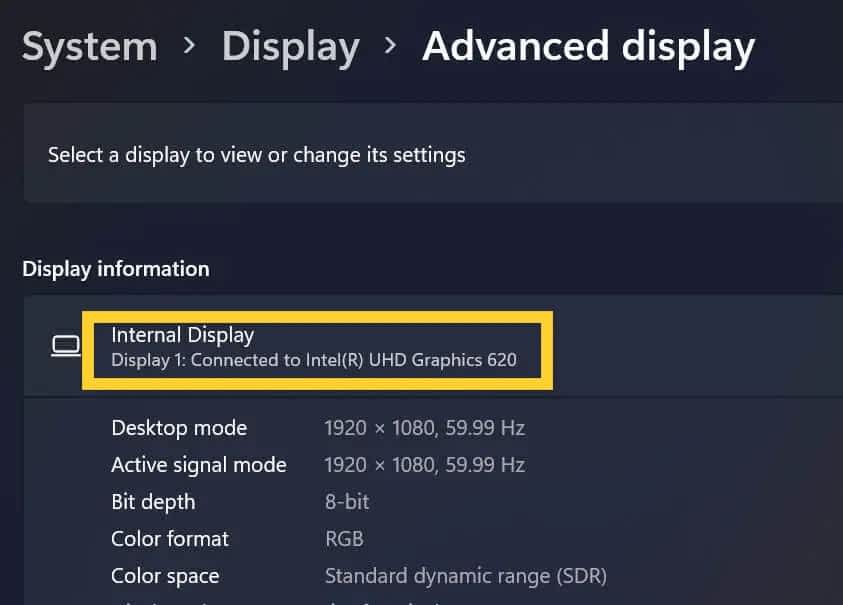 Check Graphic Card On A Windows 11 Through Settings