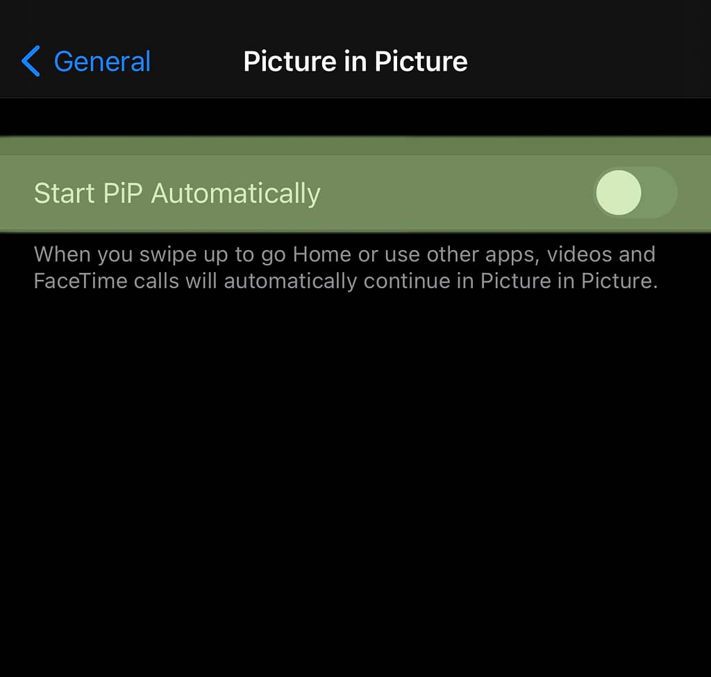 enable picture in picture mode on iphone. PiP enable
