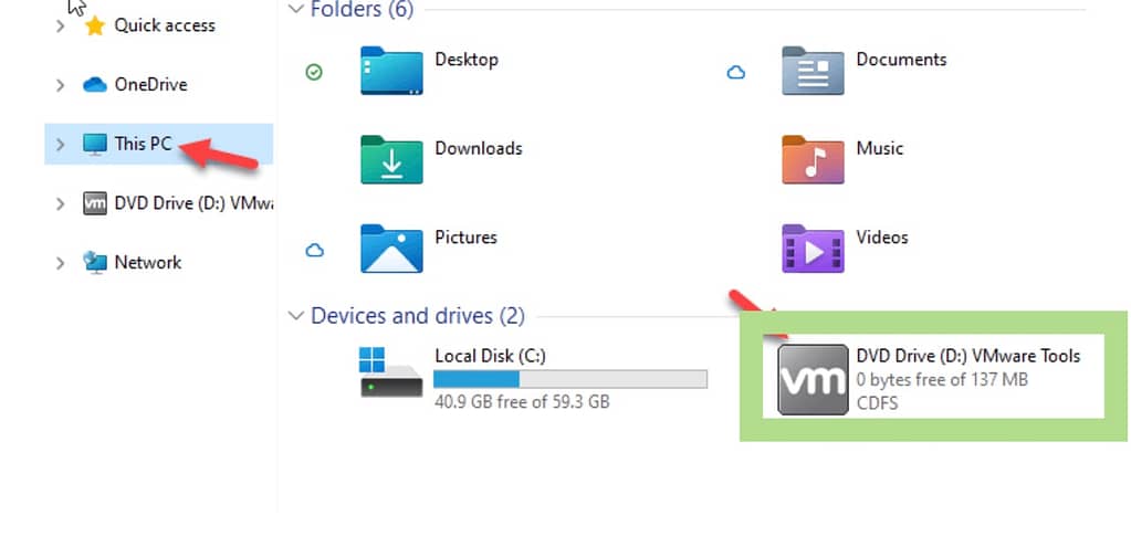 VMware Tools, DVD Drive
