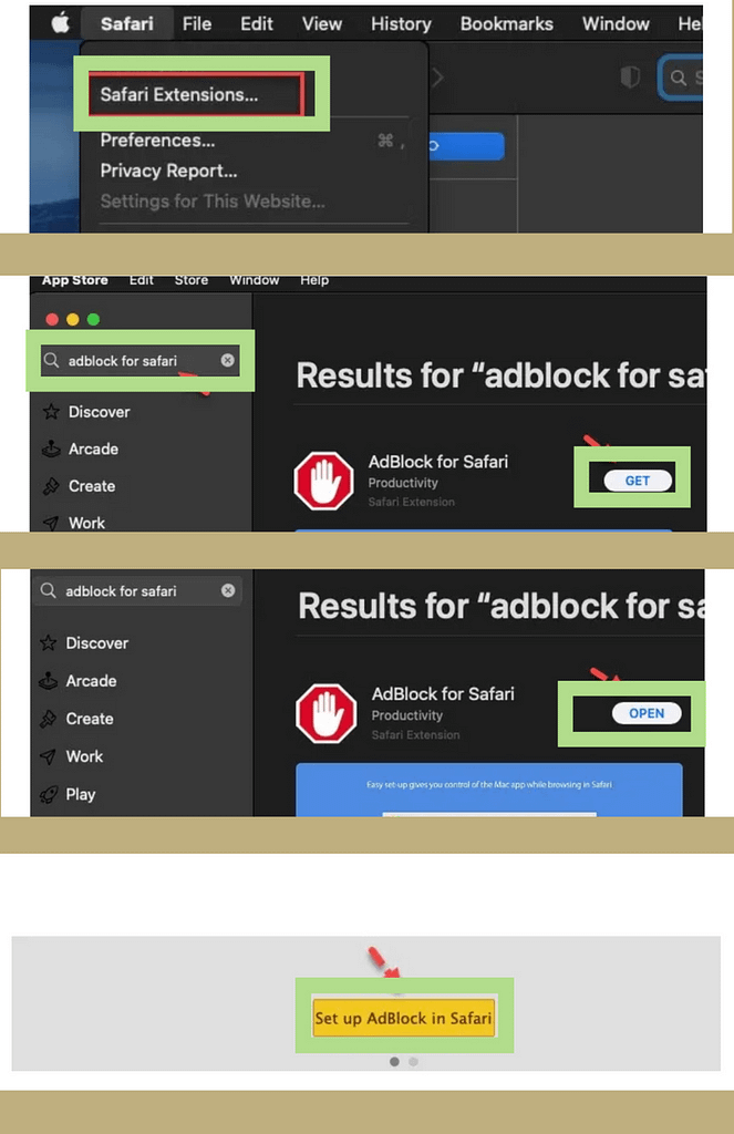 stages to permanently block ads on safari browser on mac