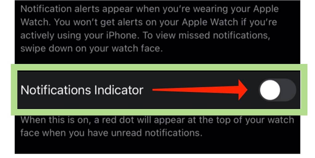 Notifications indicator turned off