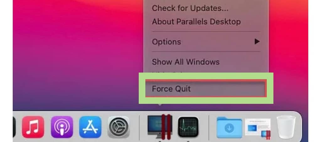 force quit an app on mac from the dock