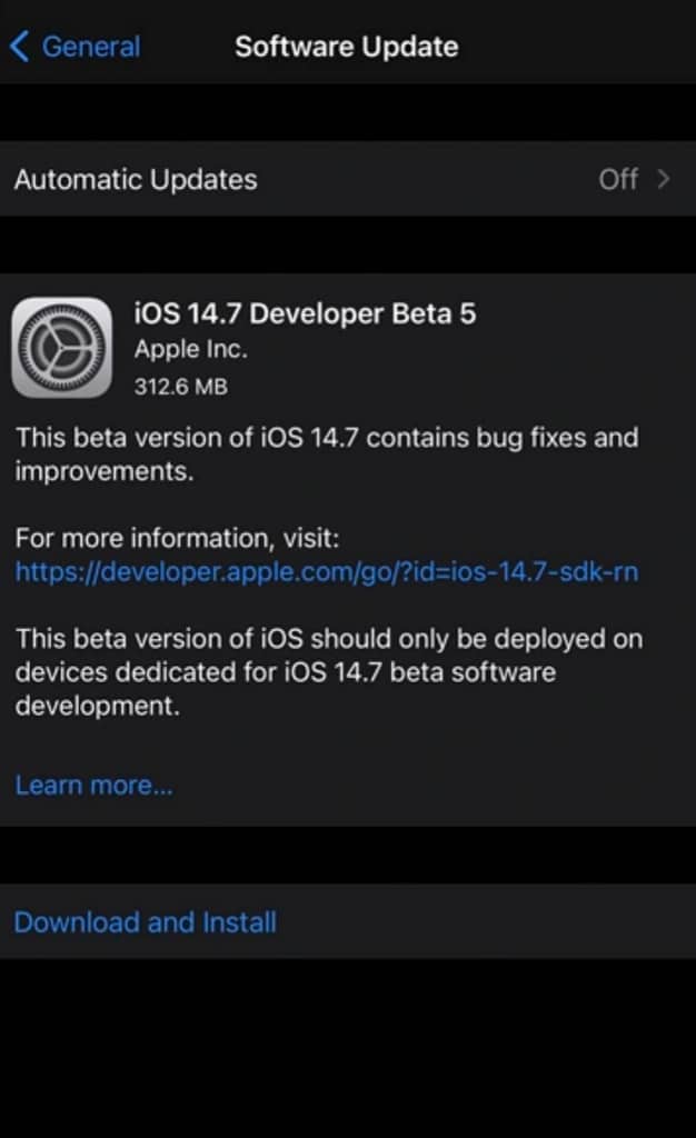 Apple seeds iOS 14.7 Beta 5 and iPadOS 14.7 Beta 5