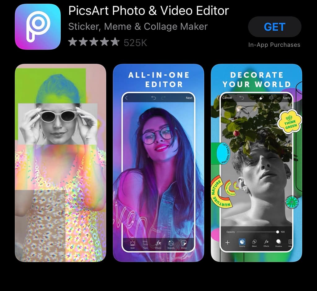 best apps for YouTubers android, PicsArt